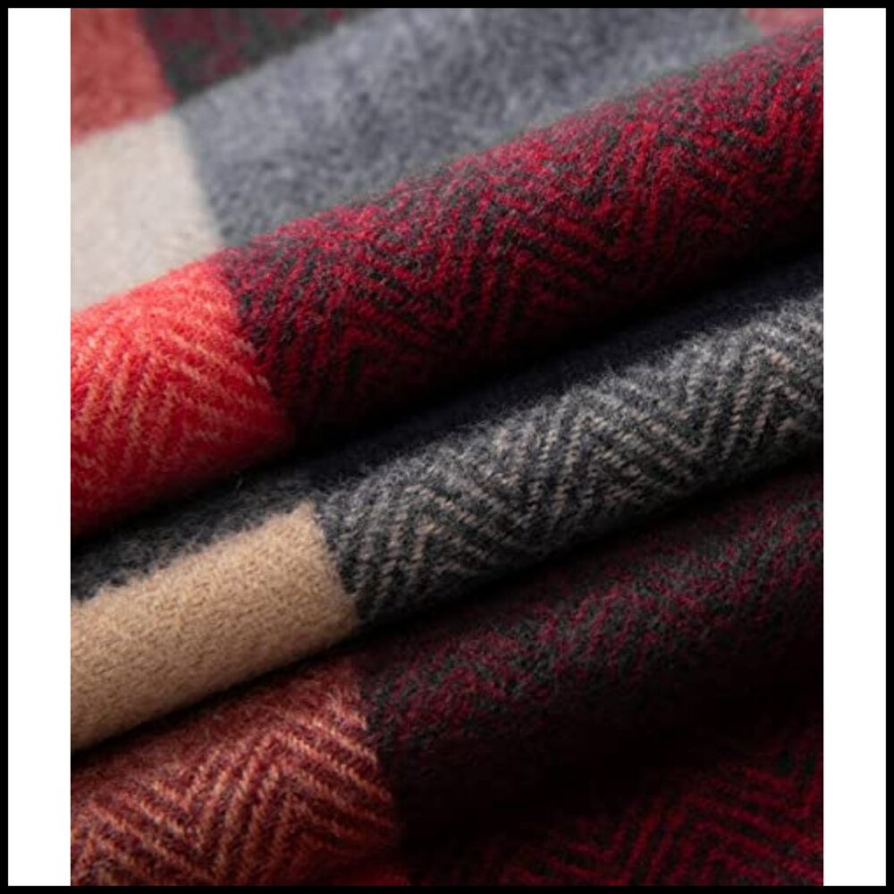 Soft Wool Scarf Classic Plaid Pattern Winter Shaw… - image 6